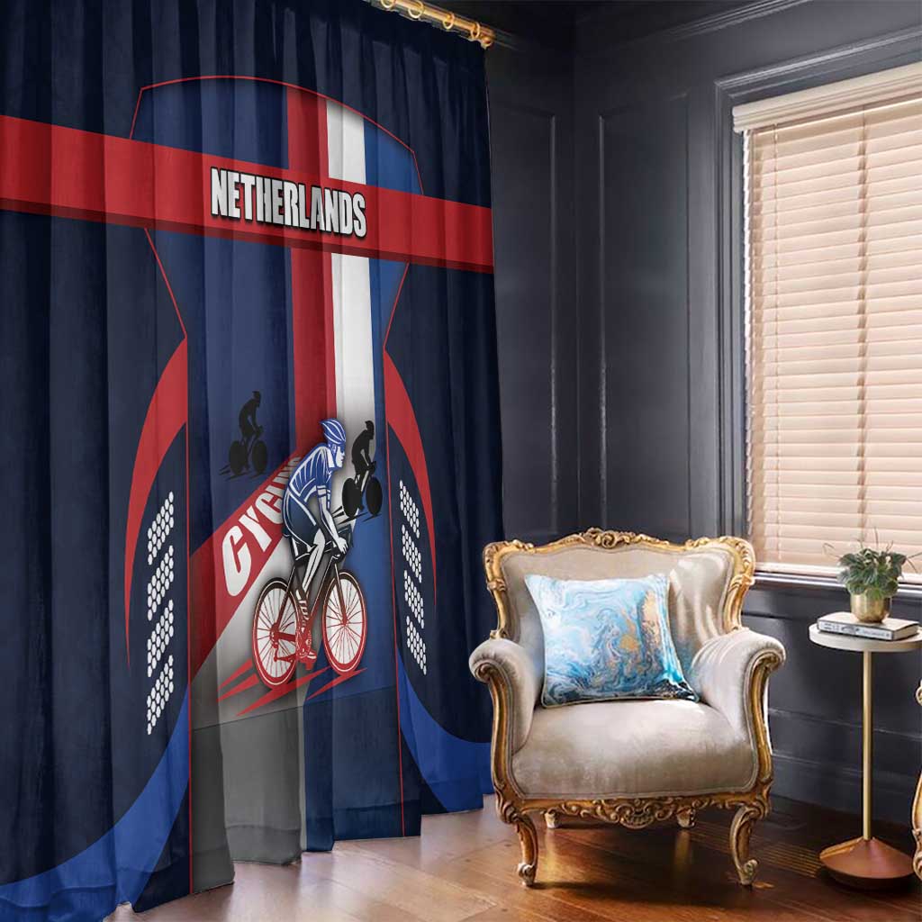 Netherlands Cycling Window Curtain Sporty Style Navy - Wonder Print Shop