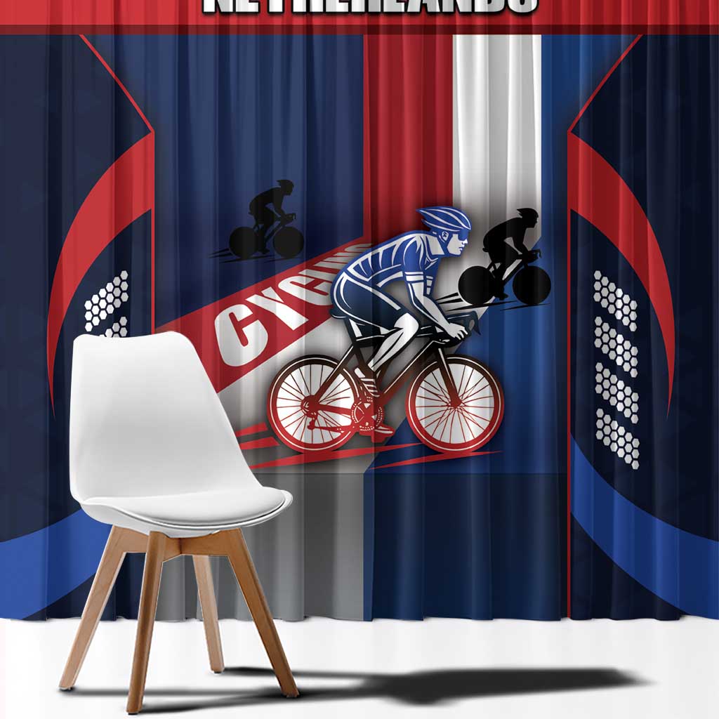 Netherlands Cycling Window Curtain Sporty Style Navy - Wonder Print Shop