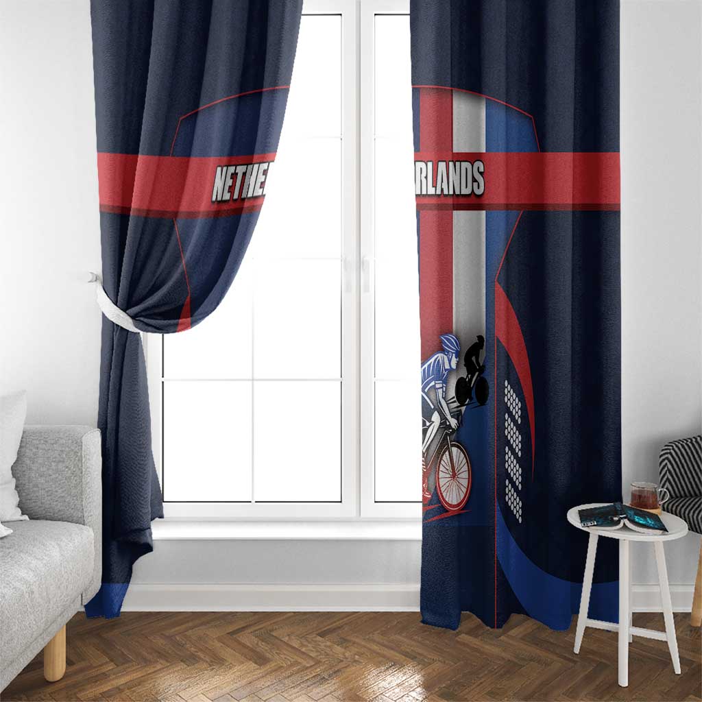 Netherlands Cycling Window Curtain Sporty Style Navy - Wonder Print Shop