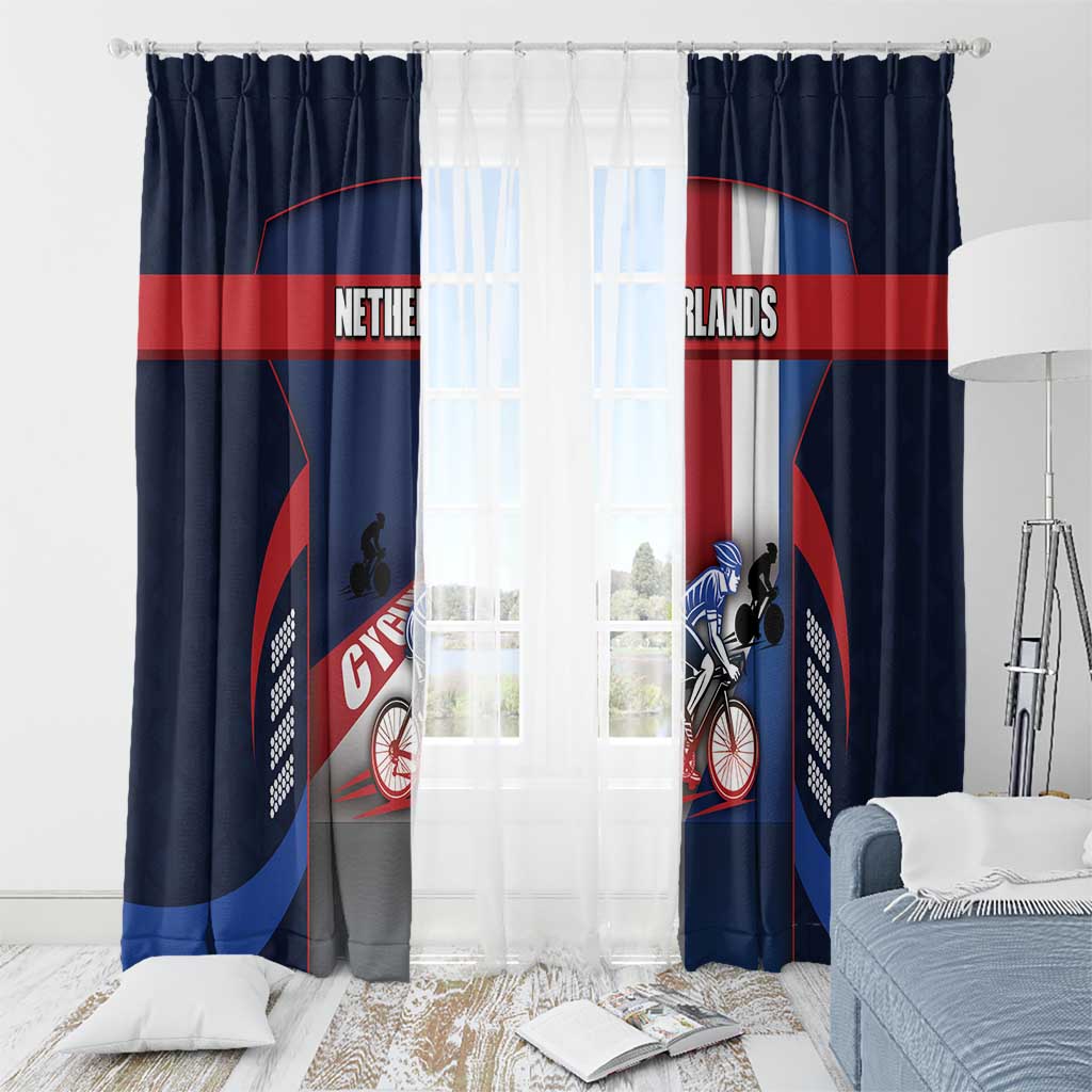 Netherlands Cycling Window Curtain Sporty Style Navy - Wonder Print Shop
