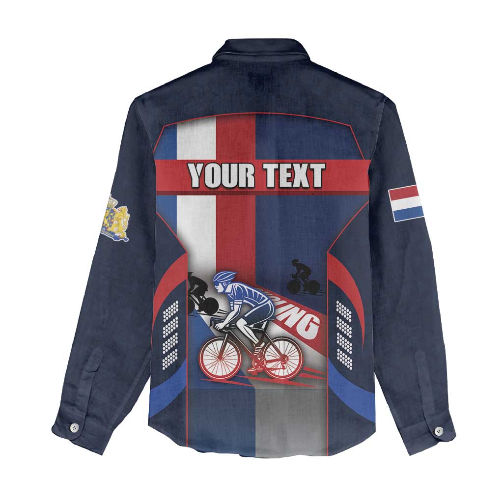 Personalized Netherlands Cycling Women Casual Shirt Sporty Style Navy - Wonder Print Shop
