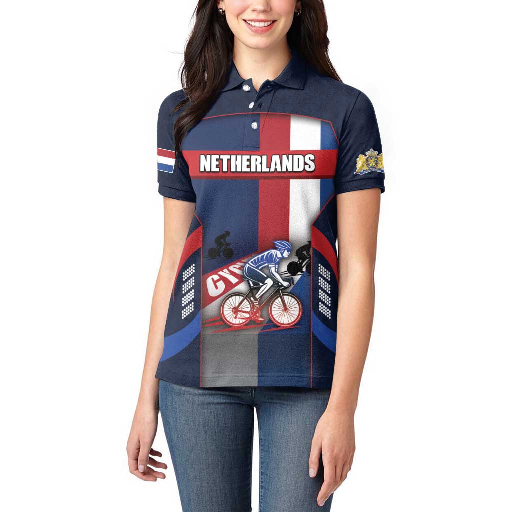 Personalized Netherlands Cycling Women Polo Shirt Sporty Style Navy - Wonder Print Shop