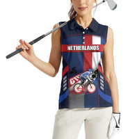 Personalized Netherlands Cycling Women Sleeveless Polo Shirt Sporty Style Navy - Wonder Print Shop