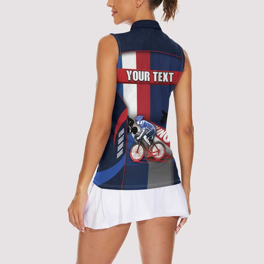 Personalized Netherlands Cycling Women Sleeveless Polo Shirt Sporty Style Navy - Wonder Print Shop