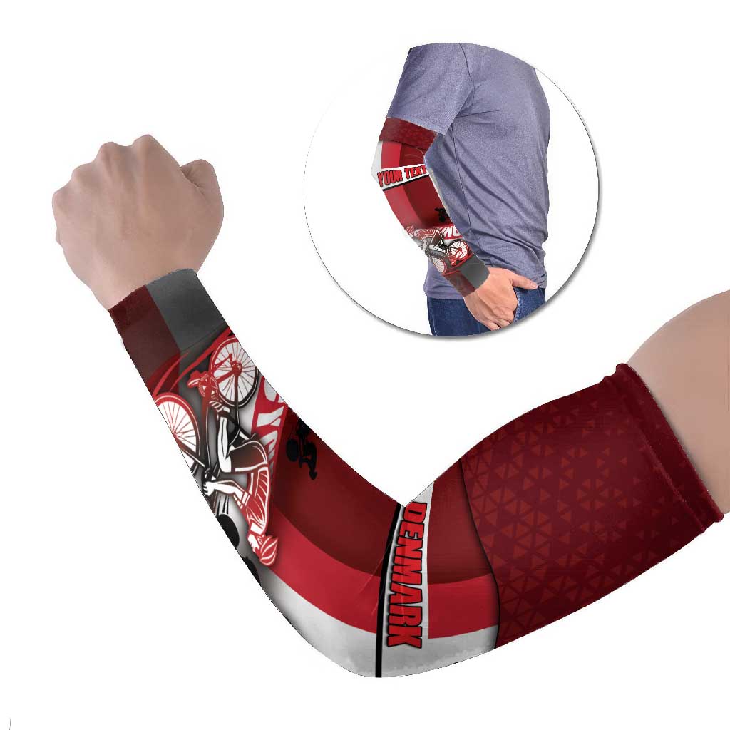 Personalized Denmark Cycling Arm Sleeves Sporty Style Red - Wonder Print Shop