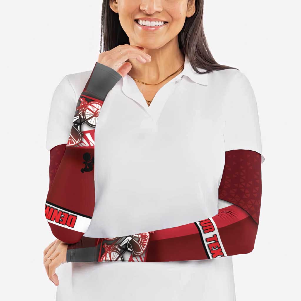 Personalized Denmark Cycling Arm Sleeves Sporty Style Red - Wonder Print Shop