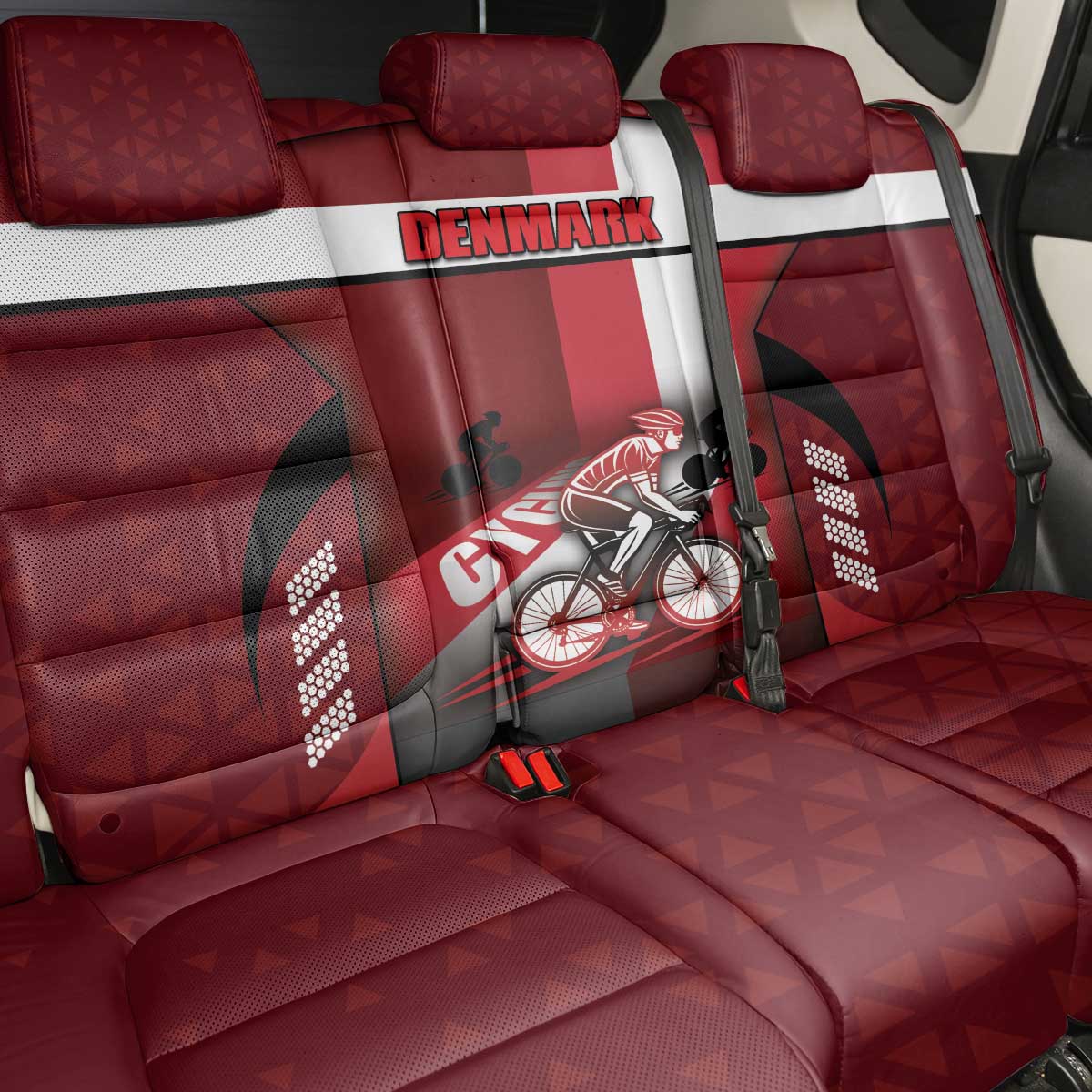 Denmark Cycling Back Car Seat Cover Sporty Style Red - Wonder Print Shop