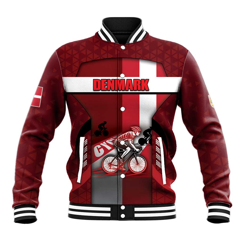 Personalized Denmark Cycling Baseball Jacket Sporty Style Red - Wonder Print Shop
