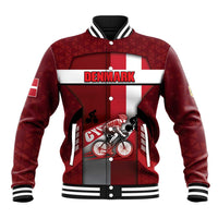 Personalized Denmark Cycling Baseball Jacket Sporty Style Red - Wonder Print Shop