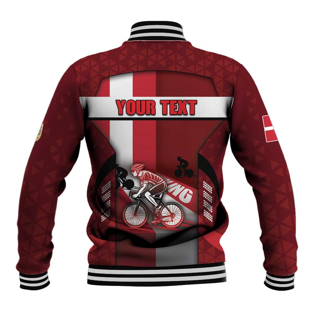 Personalized Denmark Cycling Baseball Jacket Sporty Style Red - Wonder Print Shop