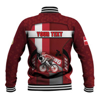 Personalized Denmark Cycling Baseball Jacket Sporty Style Red - Wonder Print Shop