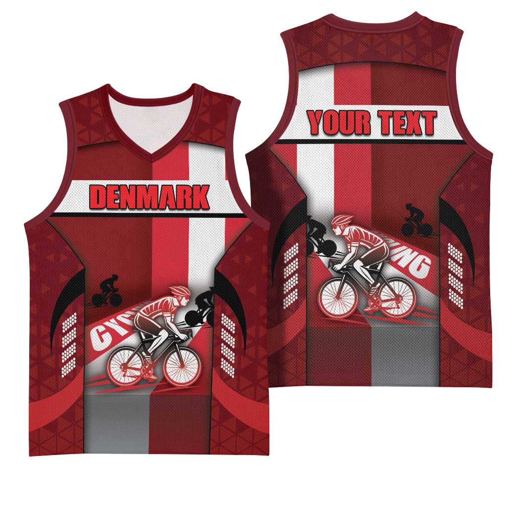 Personalized Denmark Cycling Basketball Jersey Sporty Style Red - Wonder Print Shop