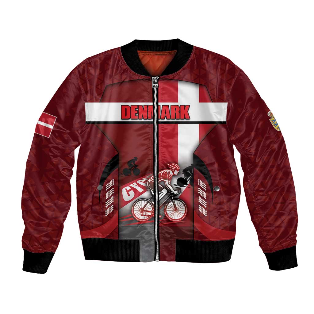 Personalized Denmark Cycling Bomber Jacket Sporty Style Red - Wonder Print Shop