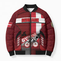 Personalized Denmark Cycling Bomber Puffer Jacket Sporty Style Red - Wonder Print Shop