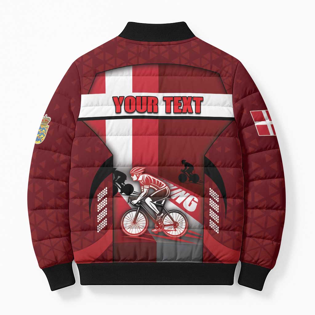 Personalized Denmark Cycling Bomber Puffer Jacket Sporty Style Red - Wonder Print Shop