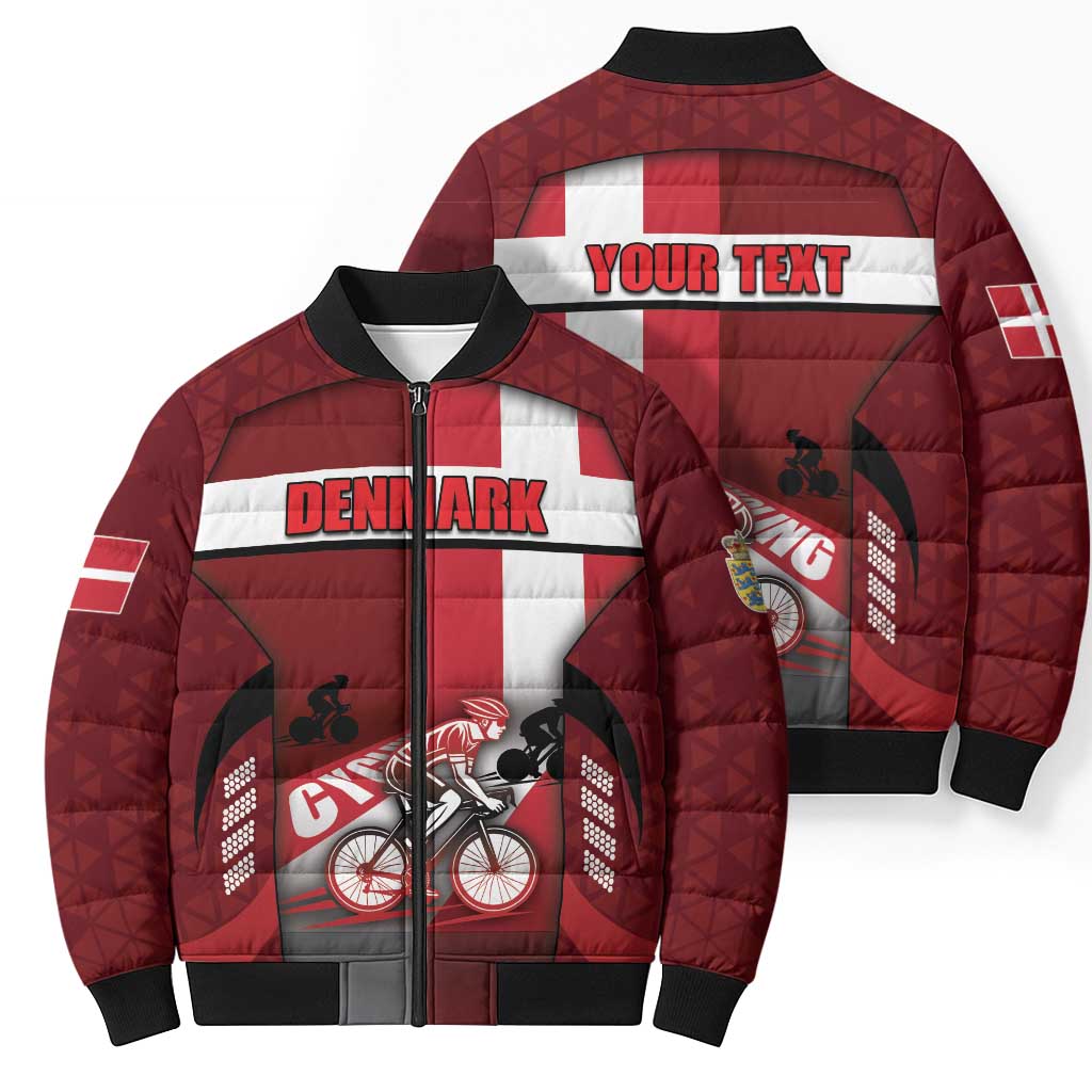 Personalized Denmark Cycling Bomber Puffer Jacket Sporty Style Red - Wonder Print Shop