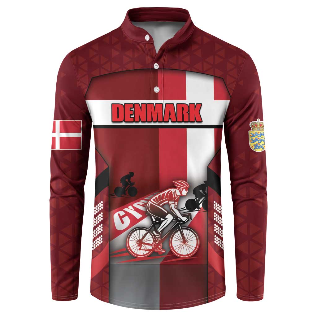 Personalized Denmark Cycling Button Sweatshirt Sporty Style Red - Wonder Print Shop