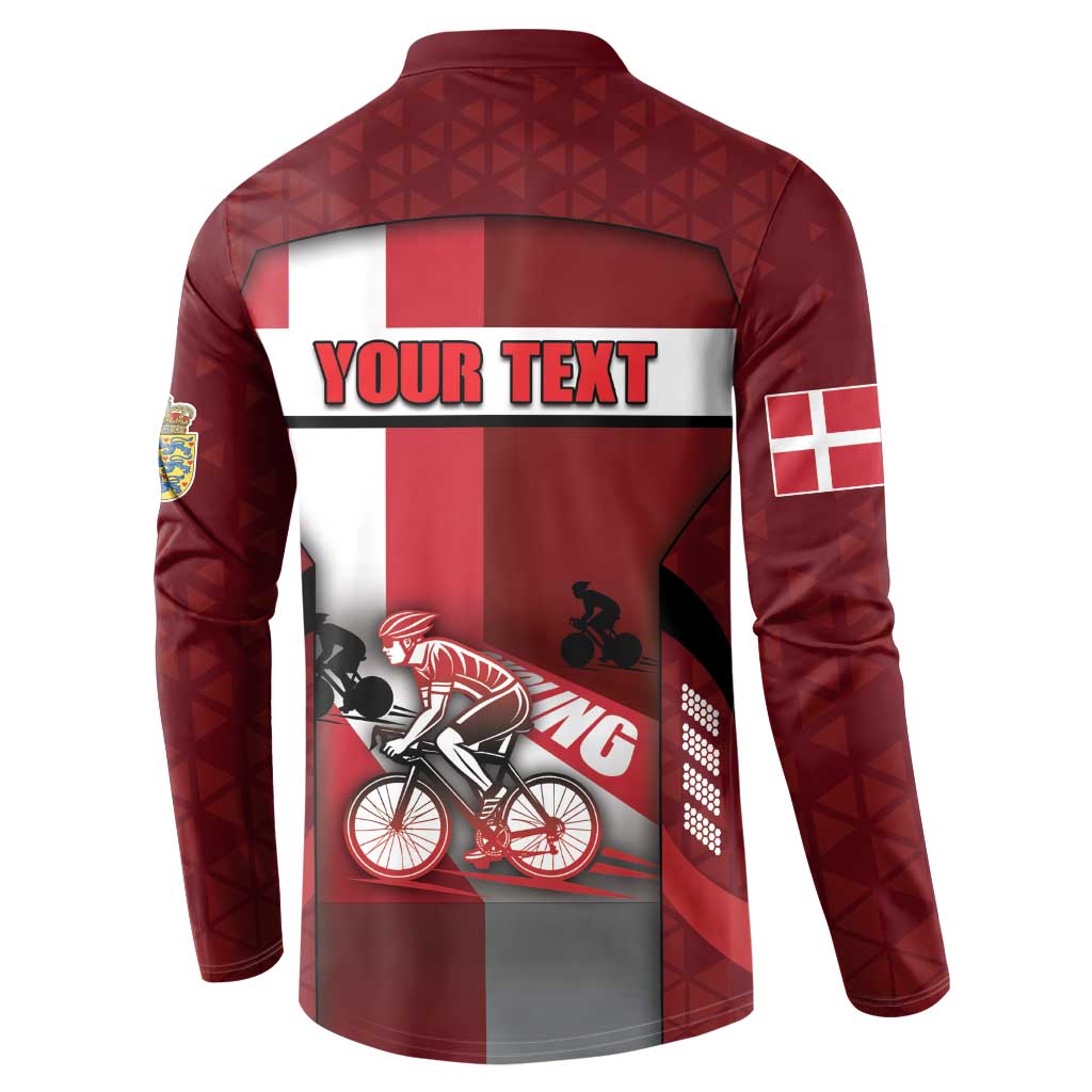 Personalized Denmark Cycling Button Sweatshirt Sporty Style Red - Wonder Print Shop
