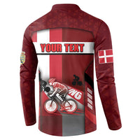 Personalized Denmark Cycling Button Sweatshirt Sporty Style Red - Wonder Print Shop