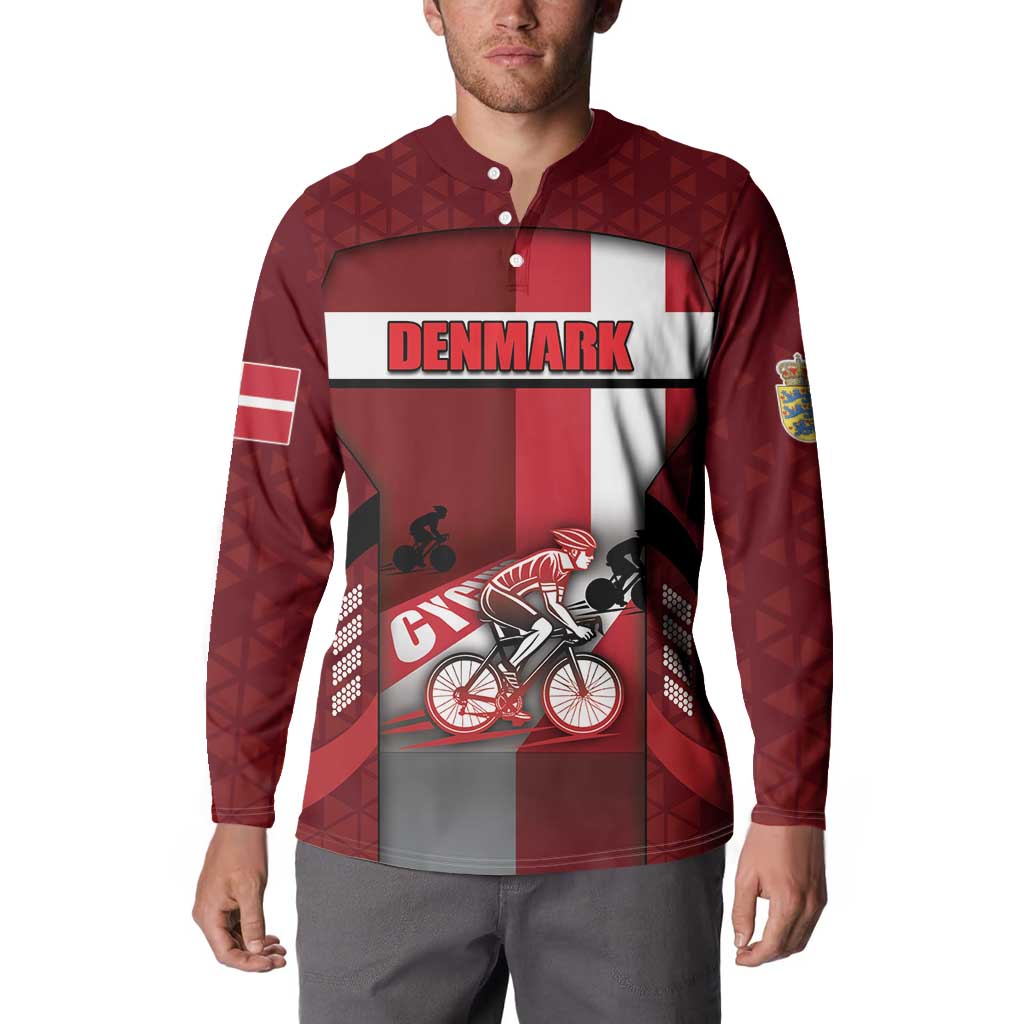 Personalized Denmark Cycling Button Sweatshirt Sporty Style Red - Wonder Print Shop