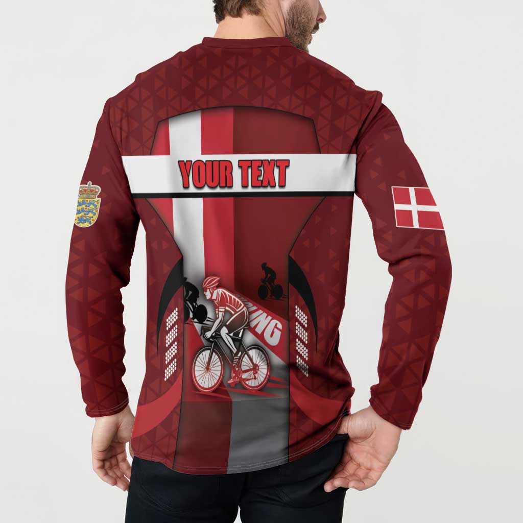 Personalized Denmark Cycling Button Sweatshirt Sporty Style Red - Wonder Print Shop