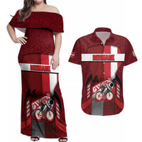 Personalized Denmark Cycling Couples Matching Off Shoulder Maxi Dress and Hawaiian Shirt Sporty Style Red - Wonder Print Shop
