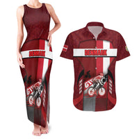 Personalized Denmark Cycling Couples Matching Tank Maxi Dress and Hawaiian Shirt Sporty Style Red - Wonder Print Shop