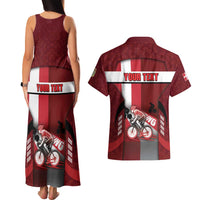 Personalized Denmark Cycling Couples Matching Tank Maxi Dress and Hawaiian Shirt Sporty Style Red - Wonder Print Shop