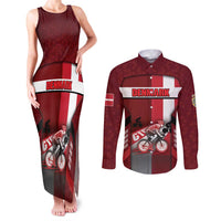 Personalized Denmark Cycling Couples Matching Tank Maxi Dress and Long Sleeve Button Shirt Sporty Style Red - Wonder Print Shop