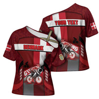 Personalized Denmark Cycling Cross Shoulder Shirt Sporty Style Red - Wonder Print Shop