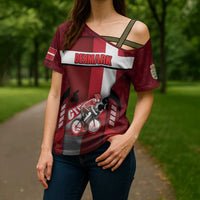Personalized Denmark Cycling Cross Shoulder Shirt Sporty Style Red - Wonder Print Shop