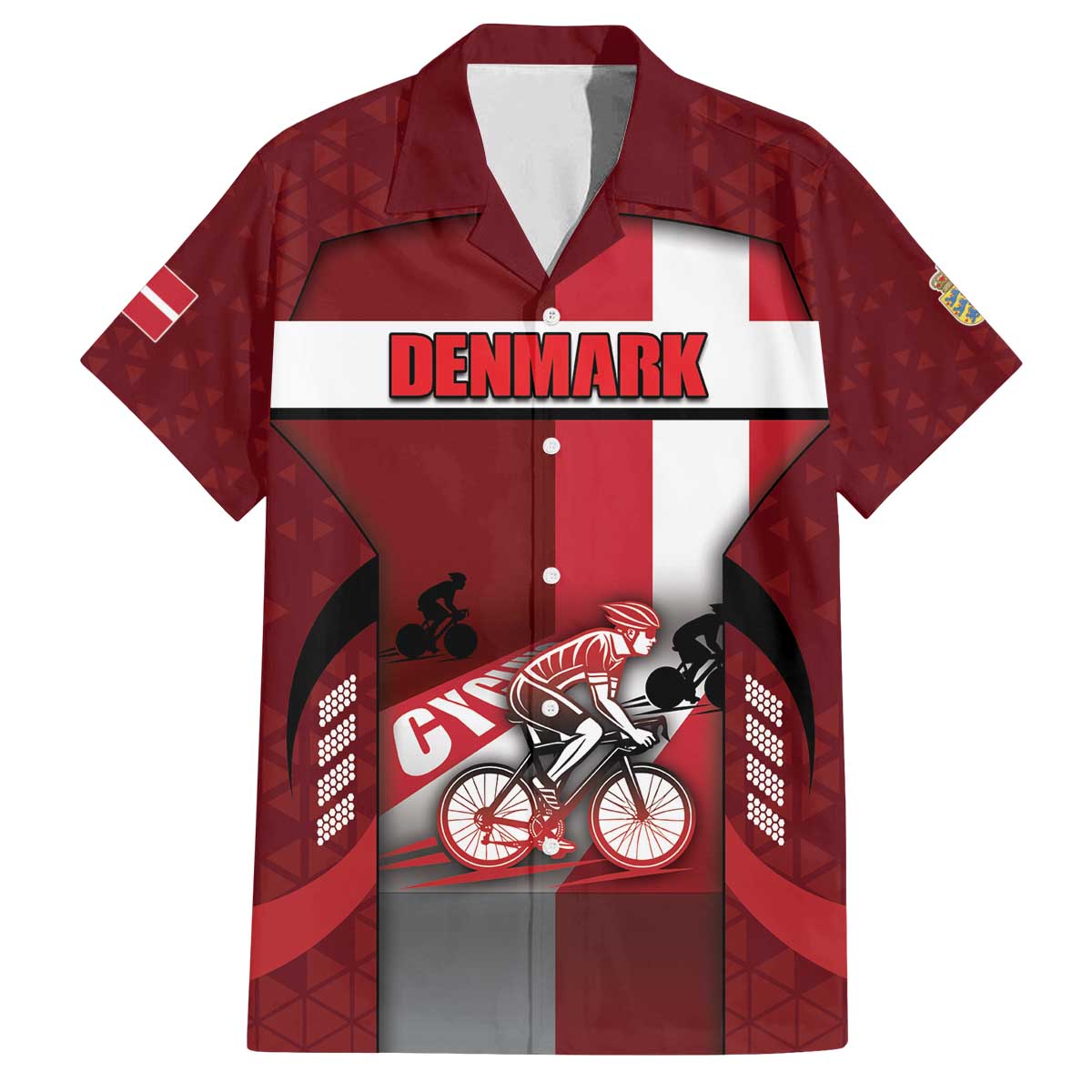 Personalized Denmark Cycling Family Matching Off The Shoulder Long Sleeve Dress and Hawaiian Shirt Sporty Style Red - Wonder Print Shop