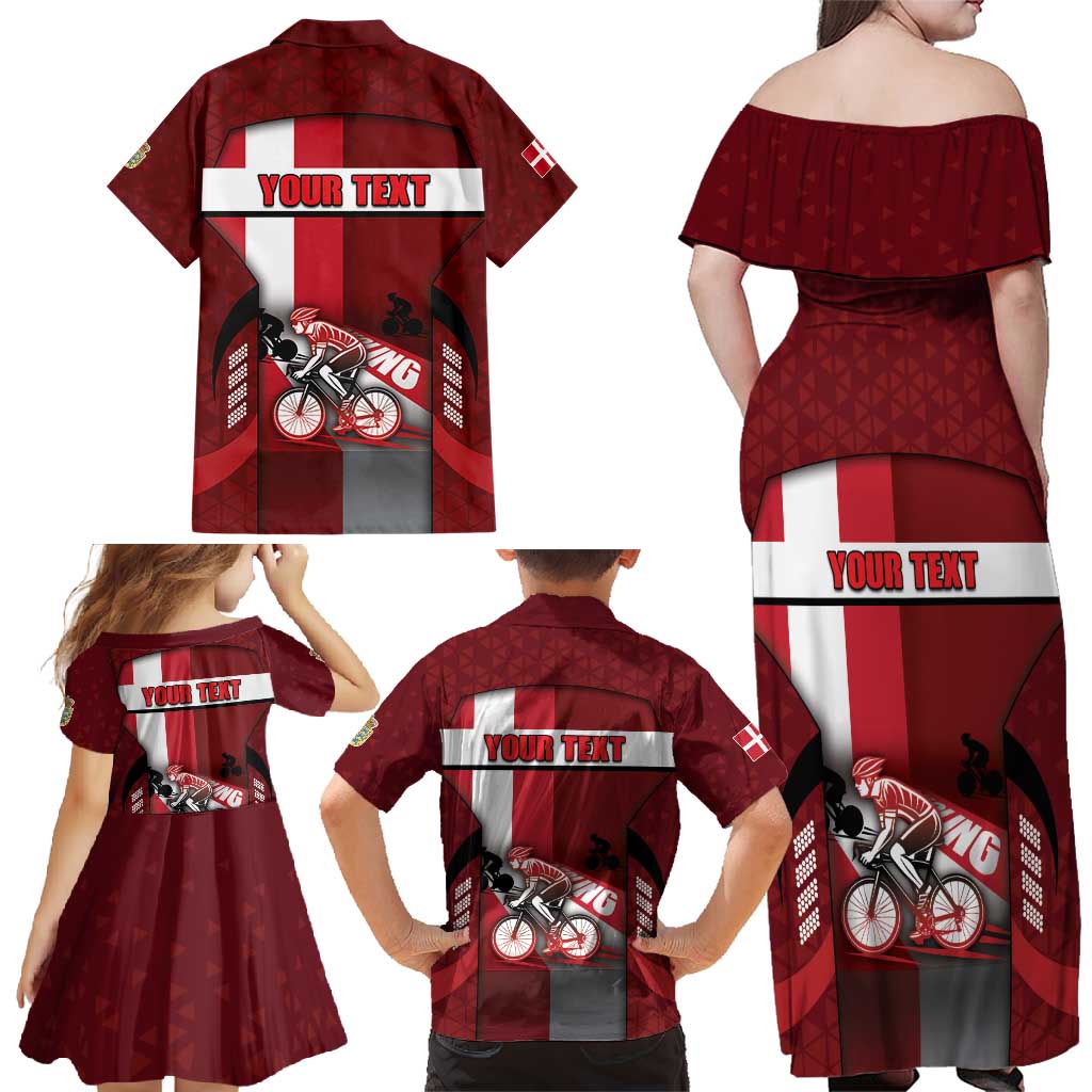 Personalized Denmark Cycling Family Matching Off Shoulder Maxi Dress and Hawaiian Shirt Sporty Style Red - Wonder Print Shop