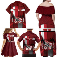 Personalized Denmark Cycling Family Matching Off Shoulder Maxi Dress and Hawaiian Shirt Sporty Style Red - Wonder Print Shop