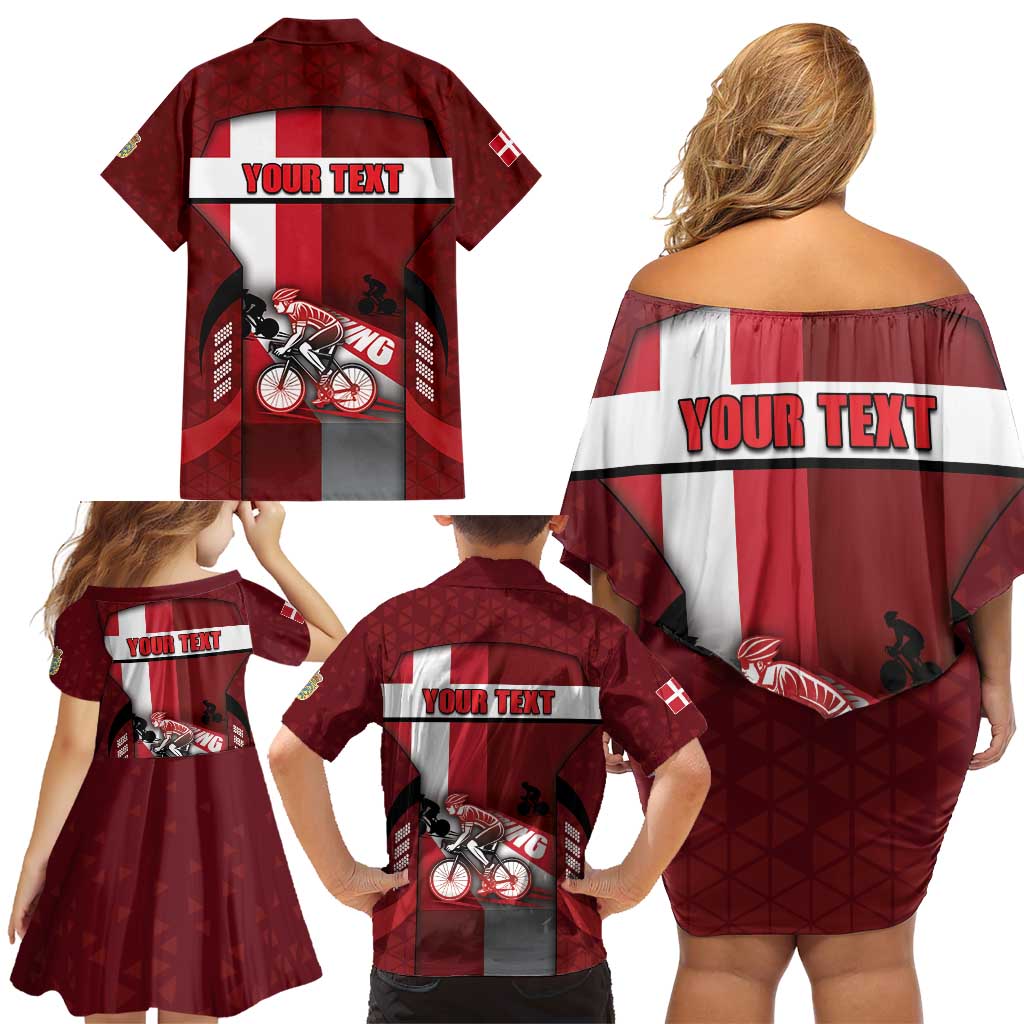 Personalized Denmark Cycling Family Matching Off Shoulder Short Dress and Hawaiian Shirt Sporty Style Red - Wonder Print Shop