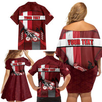 Personalized Denmark Cycling Family Matching Off Shoulder Short Dress and Hawaiian Shirt Sporty Style Red - Wonder Print Shop