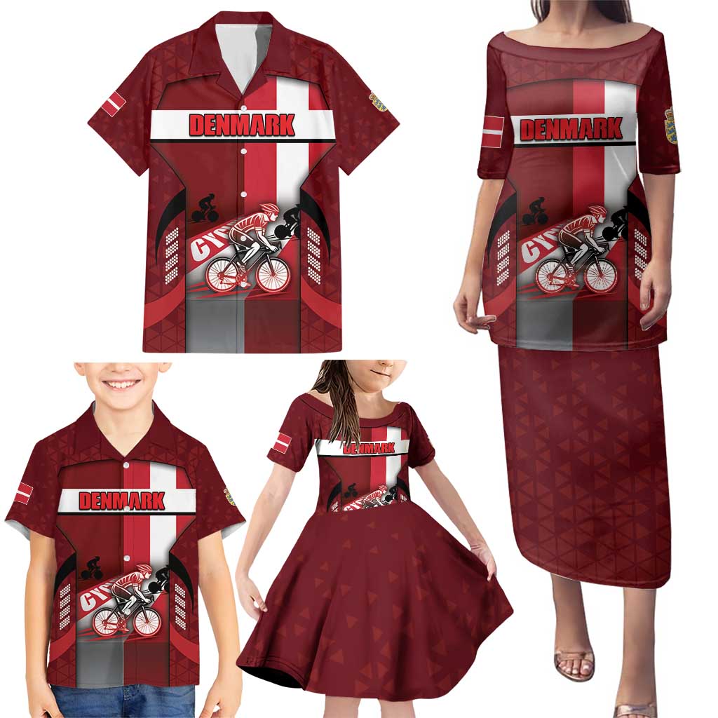 Personalized Denmark Cycling Family Matching Puletasi and Hawaiian Shirt Sporty Style Red - Wonder Print Shop