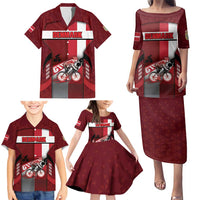Personalized Denmark Cycling Family Matching Puletasi and Hawaiian Shirt Sporty Style Red - Wonder Print Shop