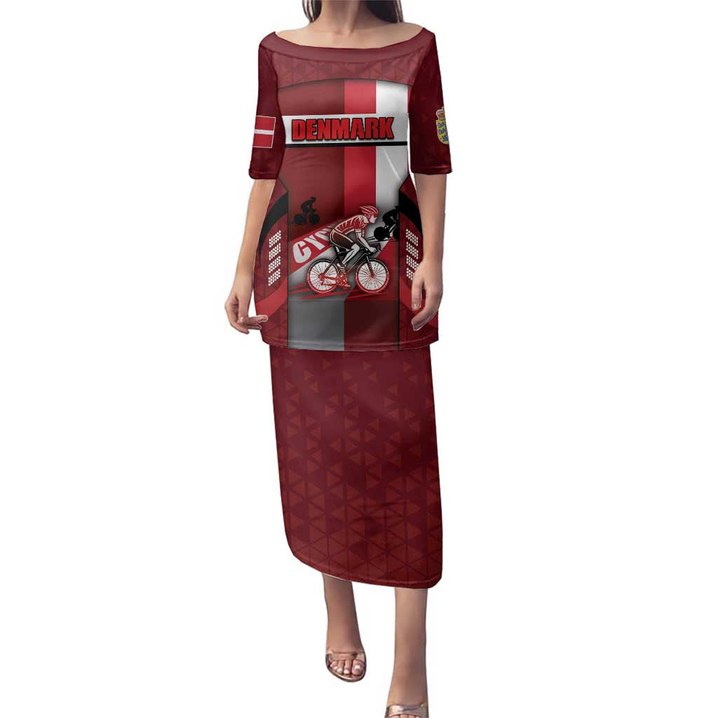 Personalized Denmark Cycling Family Matching Puletasi and Hawaiian Shirt Sporty Style Red - Wonder Print Shop