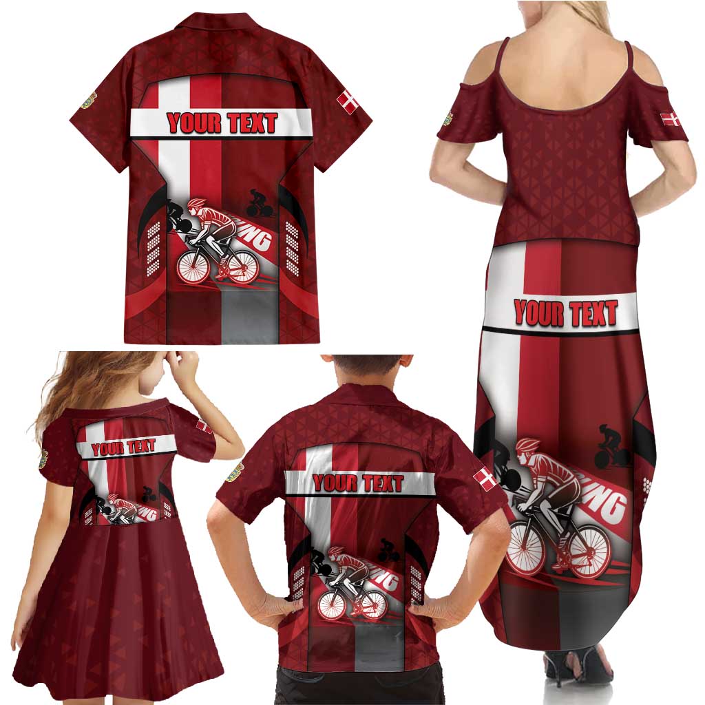 Personalized Denmark Cycling Family Matching Summer Maxi Dress and Hawaiian Shirt Sporty Style Red - Wonder Print Shop