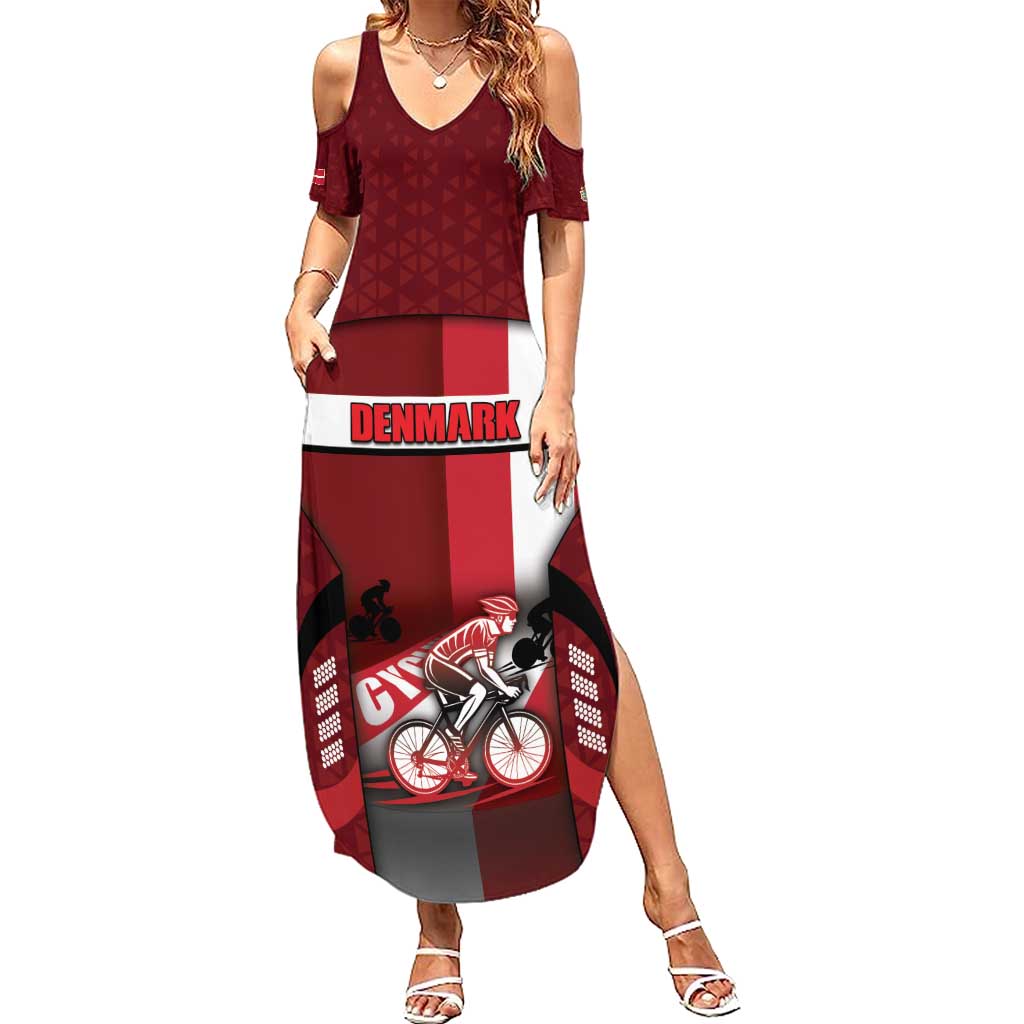Personalized Denmark Cycling Family Matching Summer Maxi Dress and Hawaiian Shirt Sporty Style Red - Wonder Print Shop