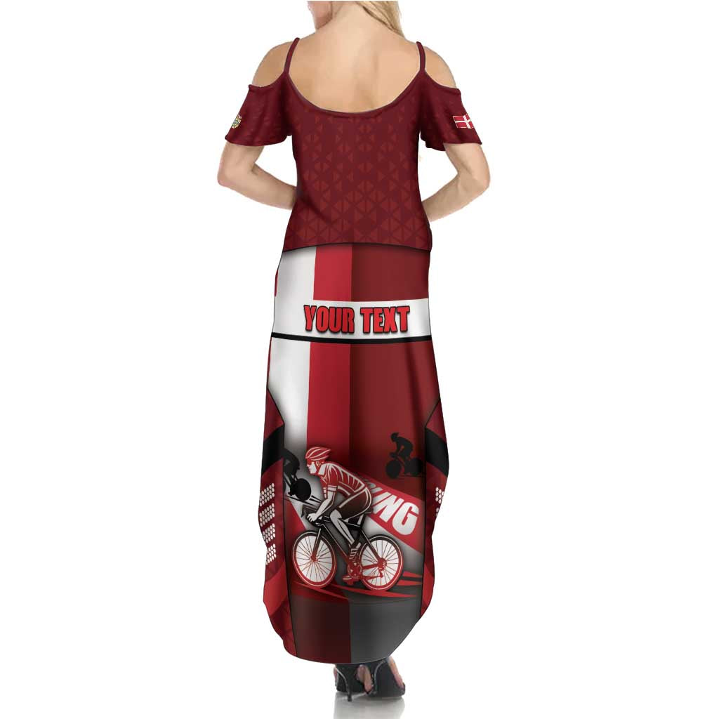Personalized Denmark Cycling Family Matching Summer Maxi Dress and Hawaiian Shirt Sporty Style Red - Wonder Print Shop