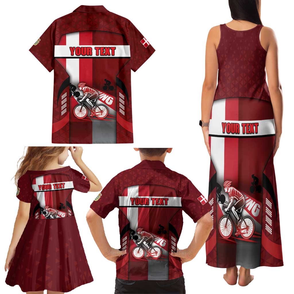 Personalized Denmark Cycling Family Matching Tank Maxi Dress and Hawaiian Shirt Sporty Style Red - Wonder Print Shop