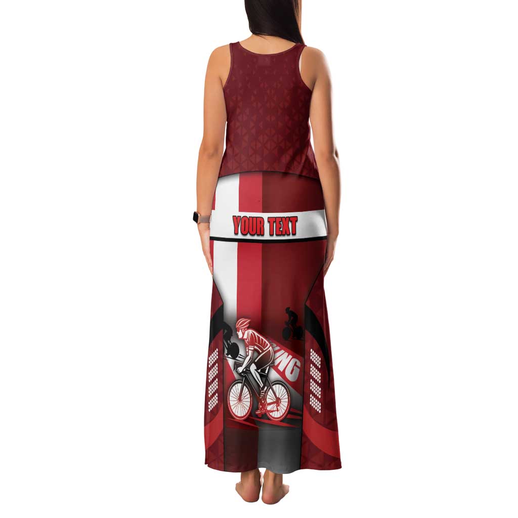 Personalized Denmark Cycling Family Matching Tank Maxi Dress and Hawaiian Shirt Sporty Style Red - Wonder Print Shop