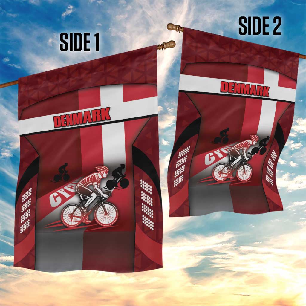 Denmark Cycling Garden Flag Sporty Style Red - Wonder Print Shop