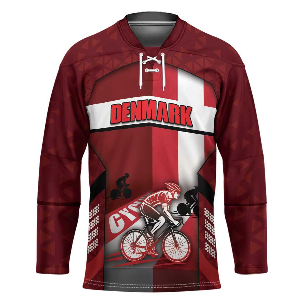 Personalized Denmark Cycling Hockey Jersey Sporty Style Red - Wonder Print Shop