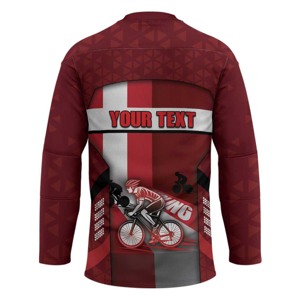 Personalized Denmark Cycling Hockey Jersey Sporty Style Red - Wonder Print Shop