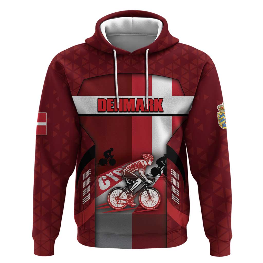 Personalized Denmark Cycling Hoodie Sporty Style Red - Wonder Print Shop