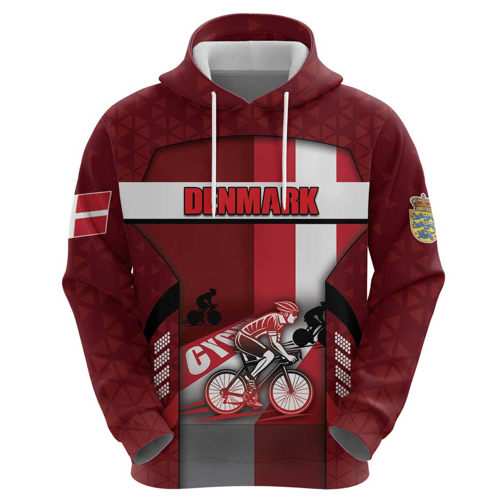 Personalized Denmark Cycling Hoodie Sporty Style Red - Wonder Print Shop