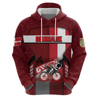 Personalized Denmark Cycling Hoodie Sporty Style Red - Wonder Print Shop